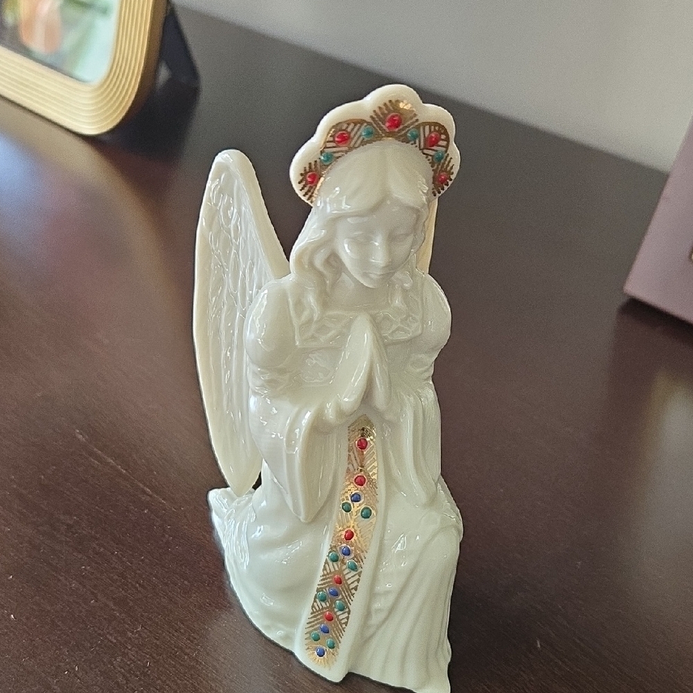 Lenox Cream Angel Figurine with Colorful Accents
